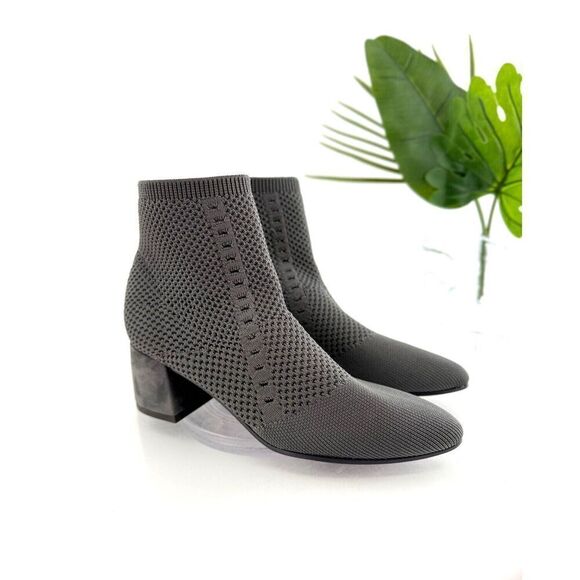 EILEEN FISHER Honey Stretch Knit Sock Ankle Booties Size 5 Grey - Picture 1 of 14
